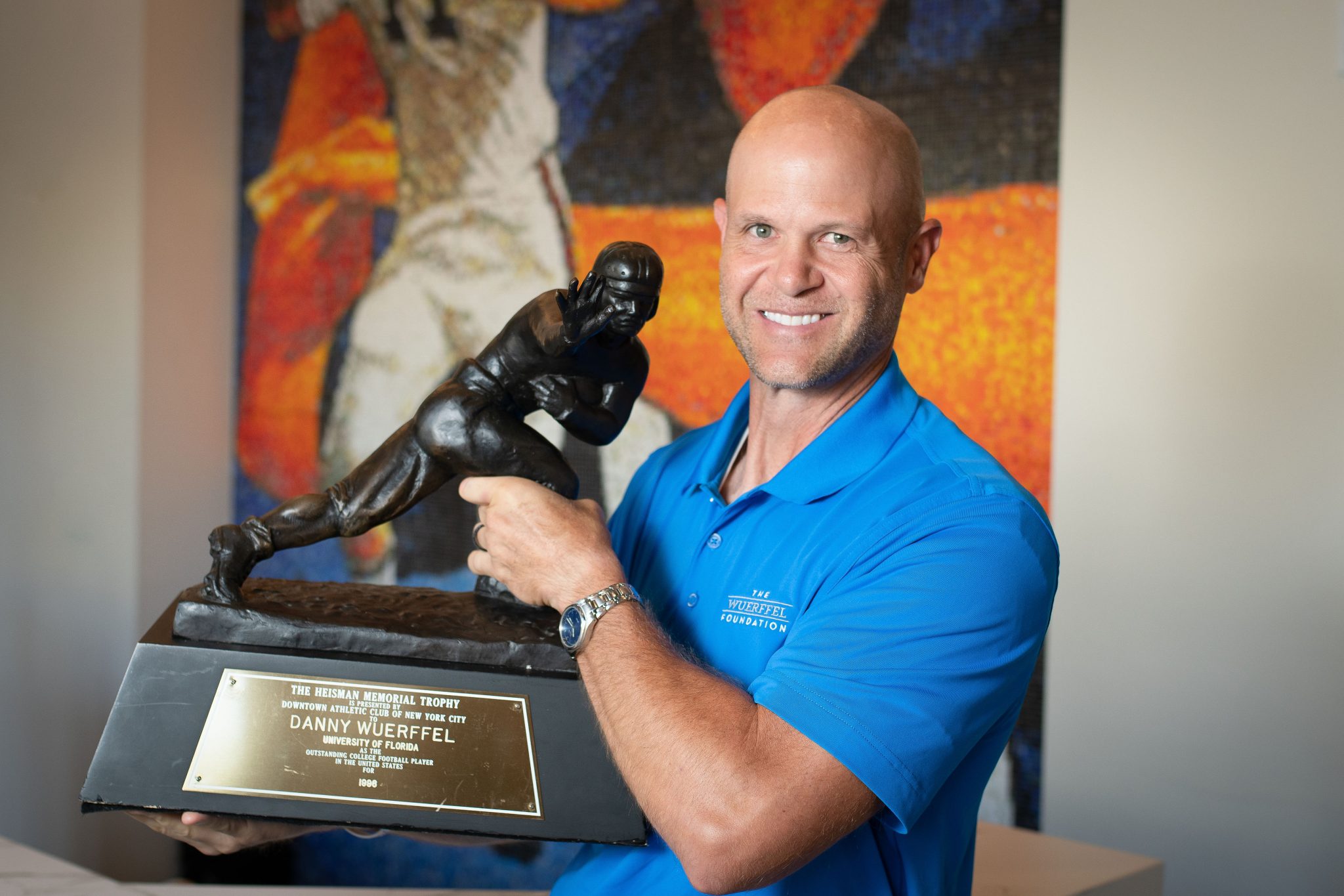 Danny Wuerffel with his Heisman Trophy