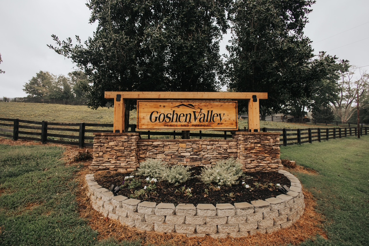 Goshen Valley - Peace and Purpose entrance sign