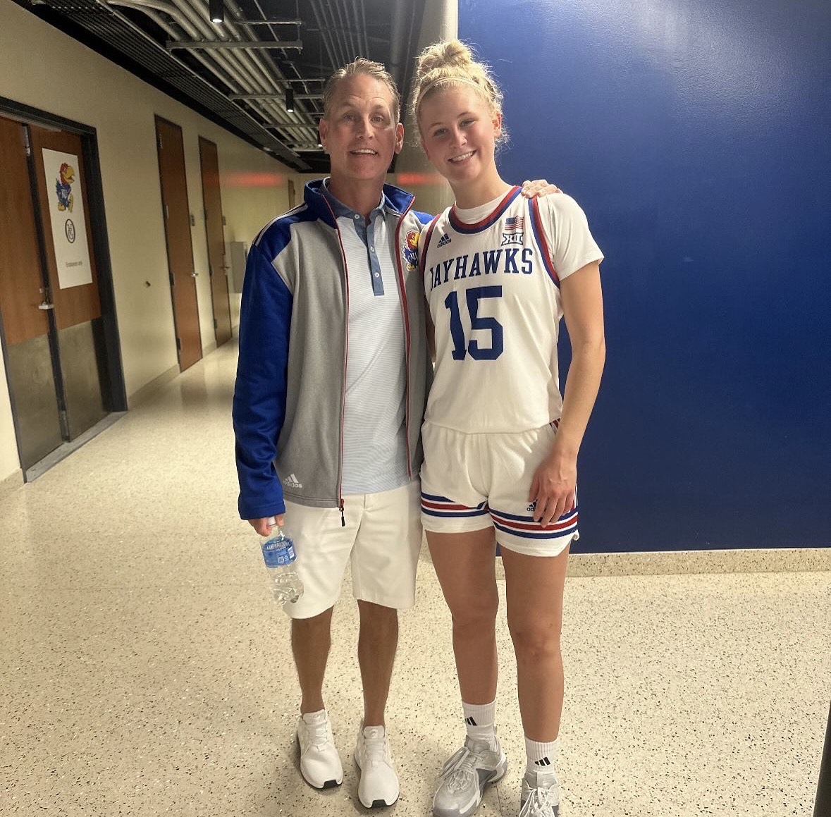 Jordan with daughter Zoe at Kansas