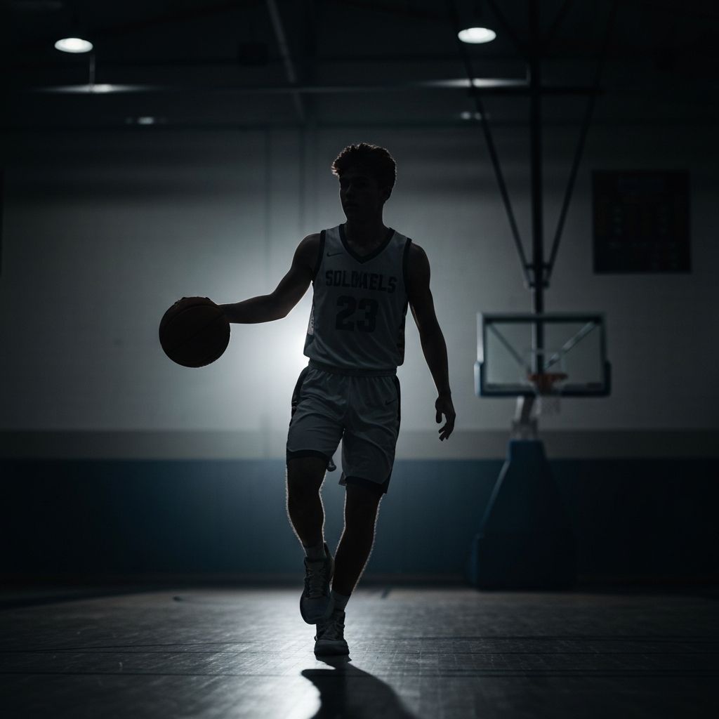 Youth basketball player dribbling during Atlanta travel basketball training